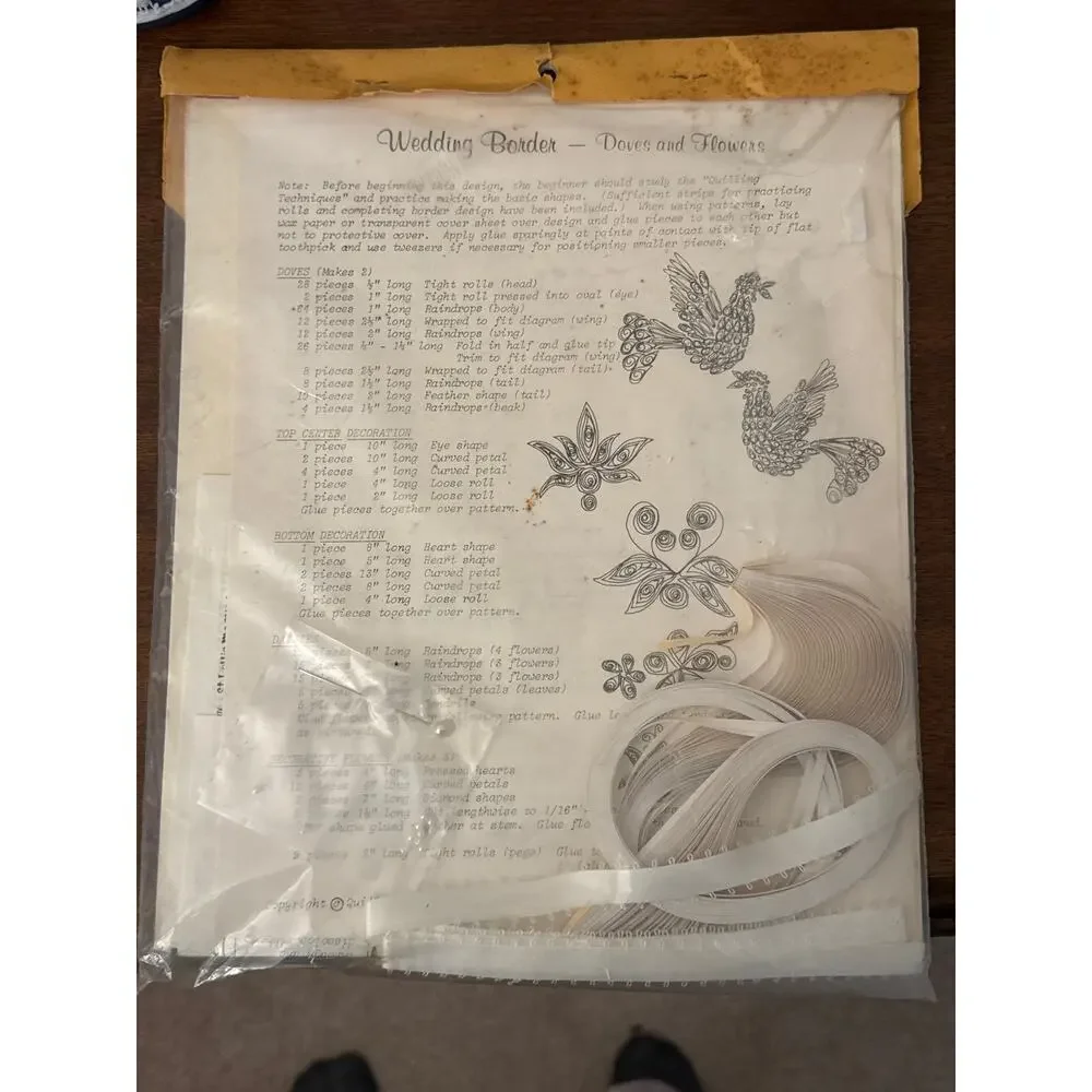 Vintage 1979 Quill Art Quilling Kit White Wedding Borders